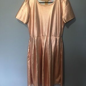 Lularoe elegant Amelia dress metallic rose gold XL